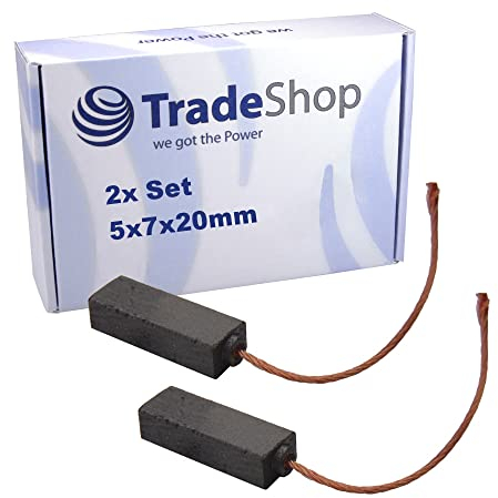 Trade-Shop - Escobillas de carbón para motor, 5 x 7 x 20 mm, 12 – 24 V, para diferentes motores de coche, puertas de garaje, accionadores, alternador