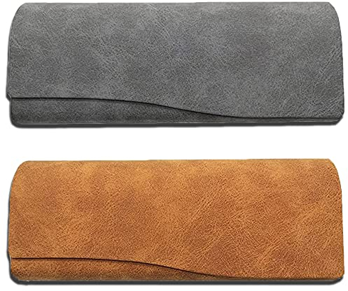 2 Stück Brillenetui Box Mit Magnetverschluss - Harte Leder Box Mit Weichem Innenfutter Für Damen, Herren, Kinder - Geeignet Für Kurzsichtigkeitsbrillen, Sonnenbrillen, Lesebrillen