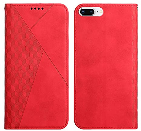 KOUYI Cover per iPhone 8 Plus/iPhone 7 Plus (5,5 Pollici), Custodia Portafoglio,Cover Libro,Pelle Flip/Folio Case con [Funzione di Supporto] [3-Scheda Slot] [Magnetica] Antiurto (Rosso)