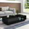 Couchtisch mit Stauraum - Schwarz Glänzender Rechteckiger Mitteltisch für Wohnzimmer, Home-Office-Möbel mit Schublade und Offenem Regal, 95 x 55 x 31 cm
