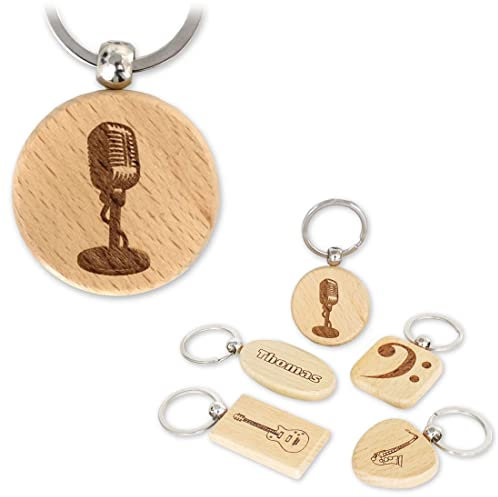 keepdrum Porte-clés rond personnalisé avec gravure nom et musique