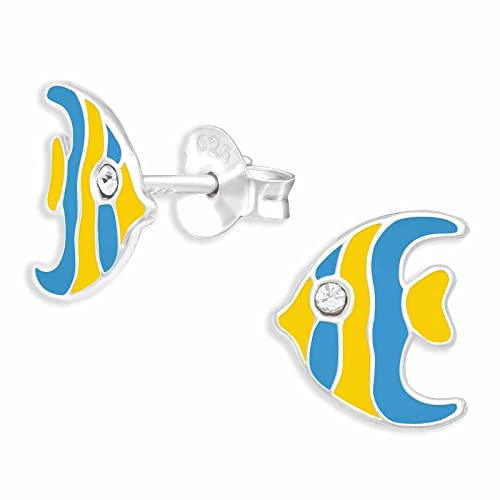Monkimau Fisch Ohrstecker Ohrringe aus 925 Silber Schmuck Silberohrringe Medizinisch für Kinder Mädchen Damen Frauen