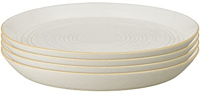 Denby Impression Cream Set of 4 Spiral Dinner Plate, 26 centimeters