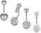 Mayhoop 14G Piercing Nombril 10mm Acier Chirurgical Piercing pour Nombril Bijoux de Piercing Argent 4Pieces