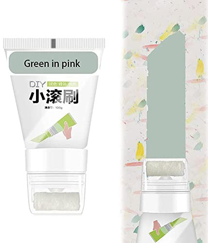 Piccola vernice al lattice per pareti con pennello rotante,Vernice per pennello a rullo piccolo muro bianco,Pasta da parete per riparazioni di pitture murali fai-da-te (Verde)