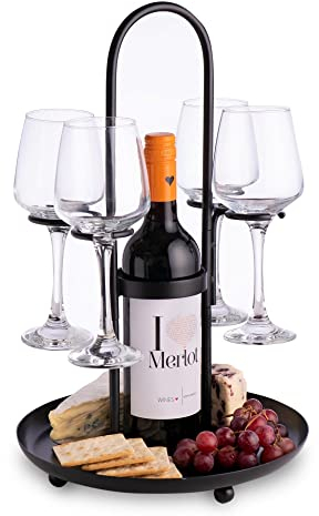 bar@drinkstuff Wine Night Stand with 4 x Glass Holders (Glasses not included)