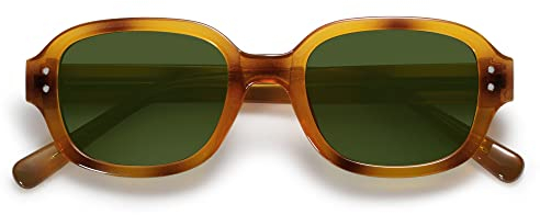 SOJOS Rechteckig Sonnenbrille für Damen Vintage Trendy Sechseckige Sonnenbrille Mittelgroß Gesicht SJ2218