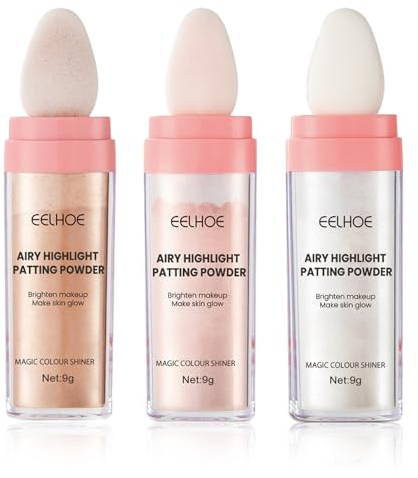 BeauFairy Highlighter Makeup Puder Stick, 3 Farbsets, Body Glitter Highlighter Patting Set, Fairy Highlighter Powder Stick, Körper Aufhellen Schimmer Sparkle für Gesicht Augen Lippen Haar