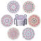 STARUBY Drink Coasters Set of 6 Ceramic Coaster Beautiful Absorbent Coaster Drink Mat with Cork Base Flower4 Patterns Round Coaster Non Slip for Coffee,Beer,Mug,Wine Glass Bottle,Home and Bar