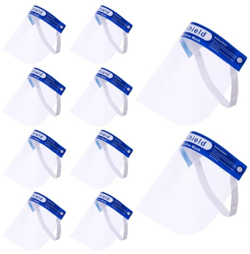 EIHI 10 Pièces Visière de Protection de sécurité, visière résistante, Large, Ajustable, Transparente, Anti-buée et Anti-éclaboussures