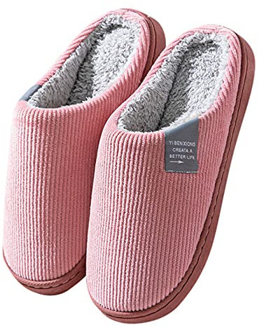 DSQSasahip Pantoufle Femme Maison Chaussons Hiver Confortable en Peluche Chaude Doublure Chaussures Intérieur Accueil Slippers (03 Rose 36/37)