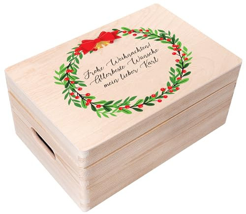Creative Deco Weihnachtsgeschenke Personalisiert Holzkiste | Personalisierte Wunschtext Weihnachten Geschenke | Dein Eigener Wünsche Text Individuelle Geschenk | Weihnachtsdeko | Für Frauen, Männer