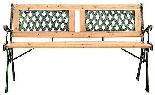 TJROO Gartenbänke 122 x 54 x 73 cm Doppelkreuz aus Holz & Gusseisen Outdoor Möbel Outdoor Möbel für den Außenbereich Möbel Garten Bank Garten Bench Möbel Outdoor Bank
