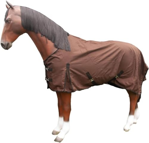 Brama-West Pferdedecke Regendecke -Rain- mit Highneck - 1680 DEN - wasserfest (Braun, 145)