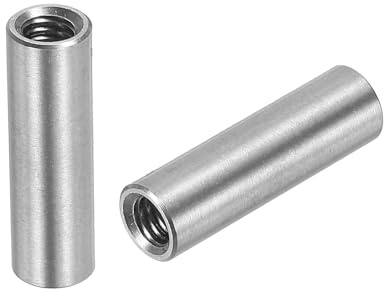 sourcing map 10Pcs M4 Round Connector Nuts, 304 Stainless Steel Coupling Nut 20mm/0.8 Length Sleeve Rod Bar Stud Nut for Bracket, M4x20x6mm