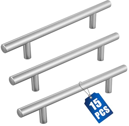 HIOQFR 15 Piezas Tiradores Cocina Plata 128mm Tiradores Armarios Acero Inoxidable Tiradores Muebles de Cocina Vintage Tiradores Puertas Baño Tiradores Cajones con Tornillos para Cajones de Gabinete