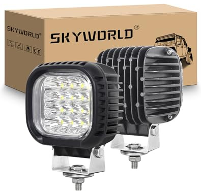 SKYWORLD 40W LED Arbeitsscheinwerfer 2 Stücke 6000K Weiß draußen Led Scheinwerfer 12V,IP67 Arbeitsscheinwerfer Led 12V Traktor Spot Offroad Scheinwerfer für 4x4 Offroad Auto Traktor SUV KFZ Fahrzeuge