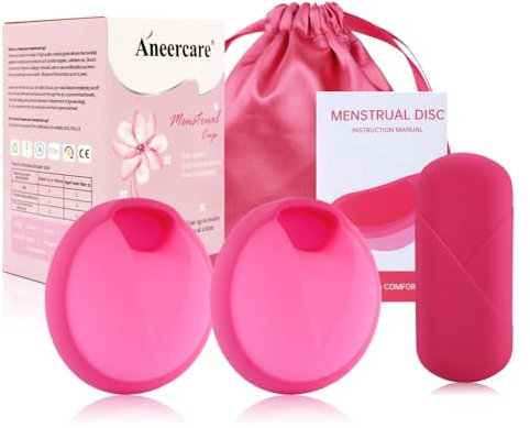 Disco Mestruale Riutilizzabile in Silicone - Coppetta Mestruale Con Scatola, Alternativa ai Tamponi (S-Pink, 2 Pezzi)