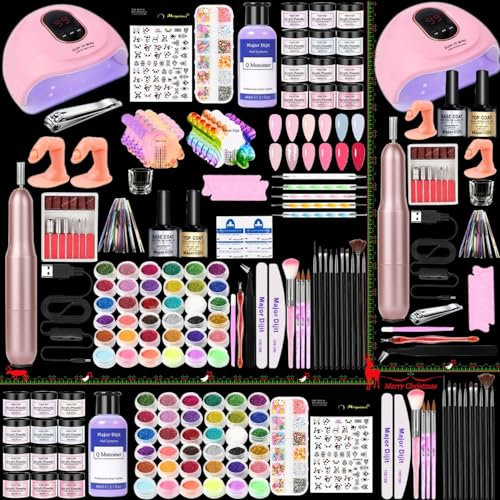 Acrylic Nail Kit with Drill Set for Beginners with Everything 12 Color Acrylic Powder Nail Art Decoration Tools U V Nail Light Home Salon (MT20-30)