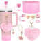 Accessories for Stanley Cup,Silicone Boot,Straw Cover Caps,Charm Keychain Cute Hanging Charm for Stanley Tumbler 40oz/30oz(Pink)
