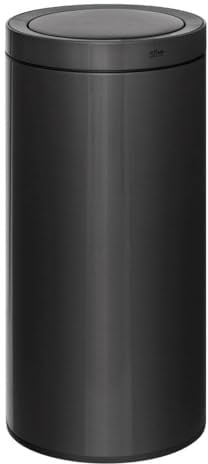 5 five simply smart 5five - Poubelle Ronde Automatique Delta 40L Métal Noir Détection de Mouvements Intelligent Économie Énergie Nettoyage Facile Fermeture Silencieuse