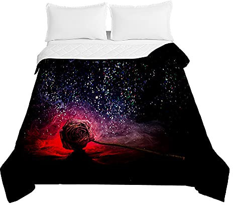 Highdi Couette Imprimé Floral Été en Microfibre 220x240 cm - Poids Léger pour 2 Personnes (Rose)