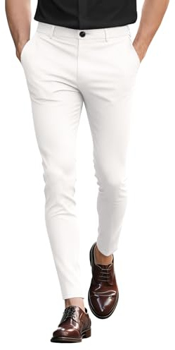 GINGTTO Chinos Trousers Men Flat-Front Smart Slim Stretch Dress Pant | Super Stretchy,Flat Front Chino,Suitable for Business,Weddings,Golf
