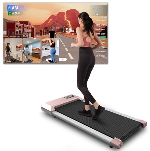 MJWW Raceable Tapis de Marche avec Formateur en AI, Max 136kg Tapis de Course Adapté à l'Appareil Portable Intellegent, Walking Pad APP Contrôle avec Cours d'Entraînement et Courses Multi-Coureurs