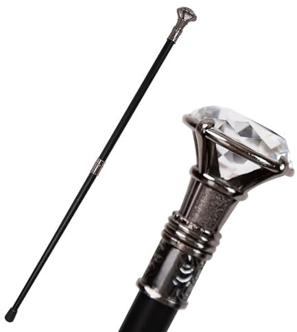 Tseukoe Halloween Prop Stick Pimp Cane, Modischer und unterstützender Gold Diamond Gentleman Cane(B)