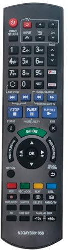 AULCMEET Remote Control,N2QAYB001058 New Replace Remote fit for Panasonic Smart 3D Blu-ray DVD Player Recorder DMR-HWT150 DMR-HWT250 DMR-PWT550 DMR-PWT655 DMR-HWT150EB DMR-HWT250EB