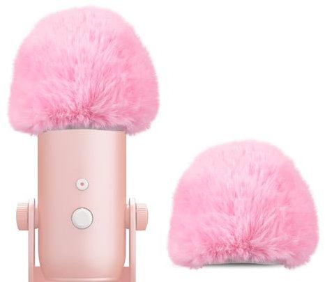 Geekria for Creators Pelziger Windschutz, kompatibel mit Blue Yeti, Yeti Pro USB-Mikrofon, Mic DeadCat Wind Cover Muff, Windbuster, Windjammer, Fluff Cover Windschutzscheibe (Rosa / 2 Stück)