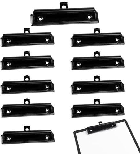 12cm Klemmbrett Clips, Montierbare Klemmbrett Klemme, Clipboard Zwischenablage Ordner Klemmen mit Gummigriff für Büro, Schule, Schreibwaren (10er Pack)