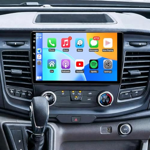Android 14 Car Stereo Radio Compatible for Ford Transit Custom 2018-2023 9 Touch Screen Car Radio Audio Receiver with GPS Navigation Bluetooth FM HiFi WiFi Android Auto + AHD Backup Camera