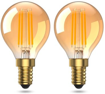 BrightArk 4W E14 Golf Ball Led Bulb, 2200k Amber WarmWhite SES Light Bulb,40W Small Edison Screw Light Blub Equivalent, Vintage SES Blub for Night Light, Ceiling Fans, Wall Sconces,AC200-240V
