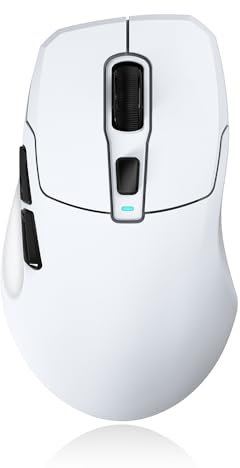 KYSONA Wireless Gaming Mouse, 24000 DPI, 1K Polling Rate, Tri-Mode 2.4GHz/USB-C/Bluetooth Ergonomic Mouse, Web-Driven, 120 Hours Battery Life, Rechargeable Gaming Mice for PC/Mac/Tablet/Xbox, White