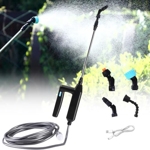 Pulverizador eléctrico para plantas con manguera de 8 m, 4 boquillas, recargable y portátil, para jardines, césped, desinfección interior, limpieza de centros comerciales