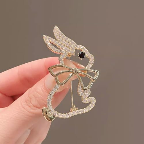 Broches en Forme de Lapin avec Strass pour Femme, Jolies et Tendance, avec nœud Simple, P_tu