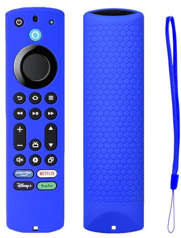 TOKERSE Silikon-Schutzhülle für Fire TV Stick 4K Max 2nd Gen/Toshiba/Insignia/Pioneer/Omni Series Fire TV Alexa Voice Remote Enhanced, rutschfeste Schutzhülle mit Umhängeband, Dunkelblau