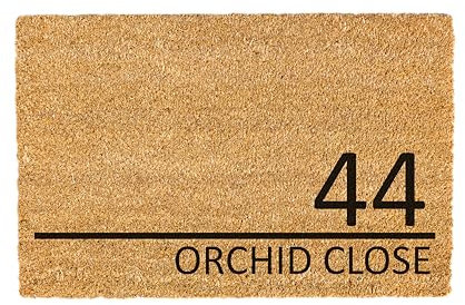 Crafted Memories - Natural Coir Entrance Door Mat | Heavy-Duty Non-Slip Rubber Backing | Customisable Fit | Dirt-Trapping | Welcome Mat Outdoor | Doormat Outside, Address, 40 x 60 cm, Coir