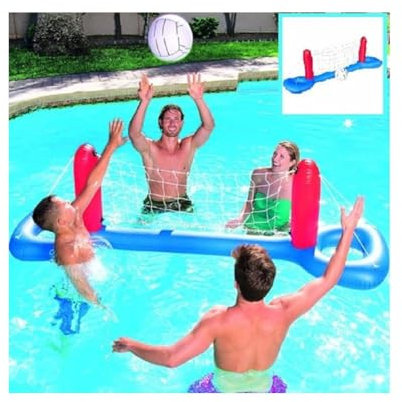 OISE ART STORE Trade Shop - Rete Pallavolo Gonfiabile Galleggiante con Pallone 244 X 64 Cm Mare Piscina -