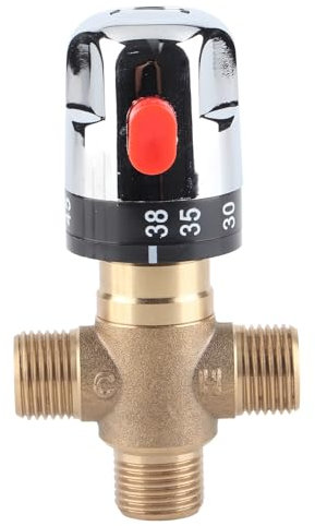 Nimomo Valvola di miscelazione termostatica, 4 vie, miscelatore termostatico, G1/2, valvola di miscelazione termostatica per sistema doccia, bagno tubo, bacino, acqua calda
