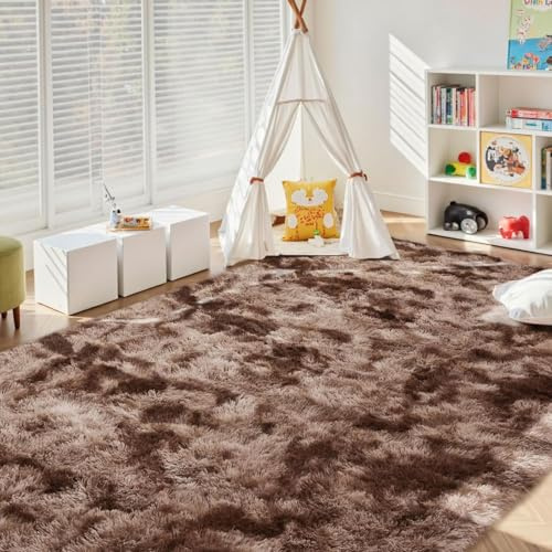 CHENMIAO Teppich Wohnzimmer 60 x 160 cm Flauschig Hochflor Extra Shaggy Bettvorleger Teppich Schlafzimmer Anti-Rutsch-Rückseite für Kinderzimmer Wohnzimmer, Braun