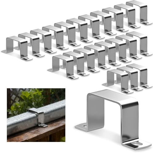 sturiz 24 Stück Quadratrohrschelle 304 Edelstahl Vierkantrohr 20x20mm Rohrschellen U Schelle Winkel Schellen Eckig Vierkantrohrschelle für Haustüren Fenstern Wasserversorgung und Anderen Rohrleitungen