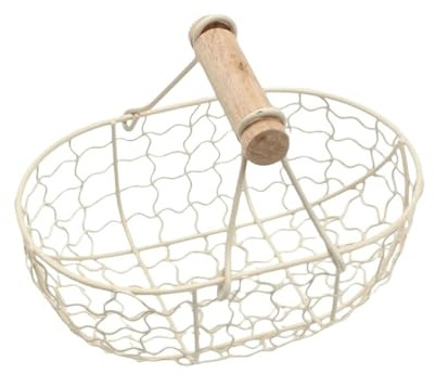 KXQYIKYI Fruta Canasta de Frutas de Hierro con Mango de Madera Cesta de Verduras de Frutas almacenando Alimentos fotografía Accesorios Canasta de Frutas (café)