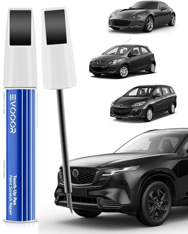 EVOOOR (46G) Machine Gray Metallic Lackstift 2-in-1 für Mazda - Zur Kratzerreparatur, Schnelle & Einfache Lösung