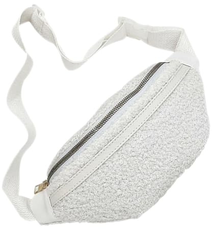 TEHAUX Bauchtasche Kompakt und Elegant für Damen aus Polyester Modische Plüsch mit Luxuriösem Griff Weiße zum Wandern und Laufen