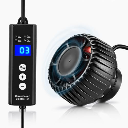 Mini Pompe de Brassage Aquarium 8000L/h, 10 W Pompe de Circulation DC | 10 Vitesses & 4 Modes, Wave Maker Aquarium Magnétique pour Réservoir à Poissons 120-350L, pour l'eau Douce et Salée