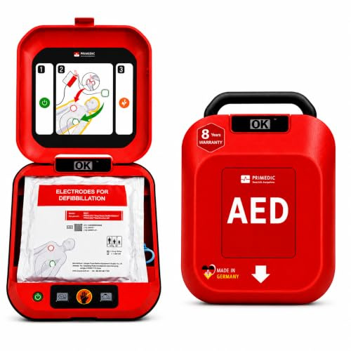 Primedic HeartSave YA Défibrillateur de premiers secours, pour amateurs, avec décharge automatique, Made in Germany, Garantie de 8 ans, Certifié MDR 2027, Langue: 4x langues de votre choix