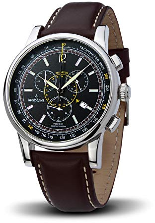 Kronsegler Herren Chronograph Poseidon Silber-Schwarz