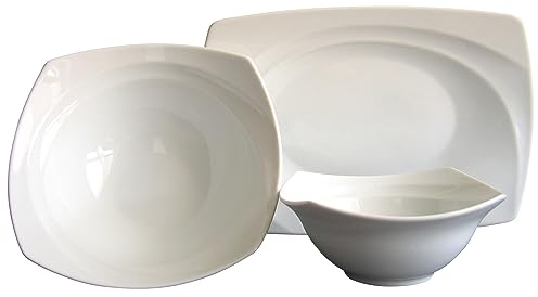 CreaTable, 13164, Serie Celebration weiss, 3-teiliges Geschirrset, Servier Set aus Porzellan, spülmaschinen- und mikrowellengeeignet, Made in Europe